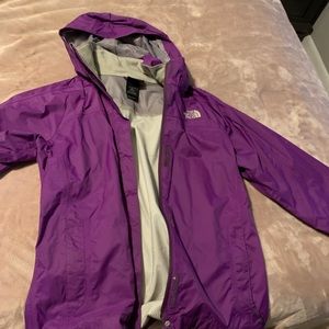Size 14/16 girls purple north face rain coat